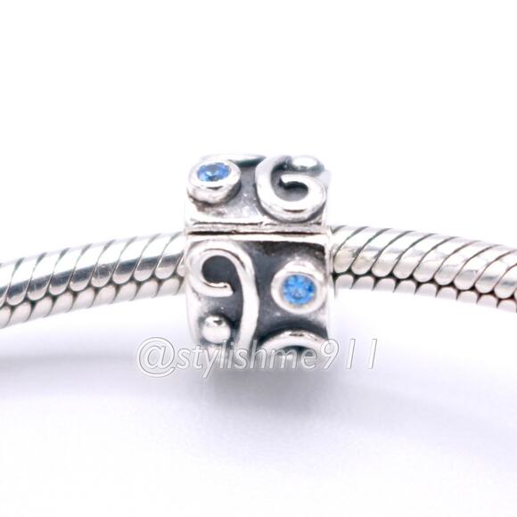 Authentic PANDORA Tendril Blue CZ Clip - 790380CZB - Picture 4 of 12
